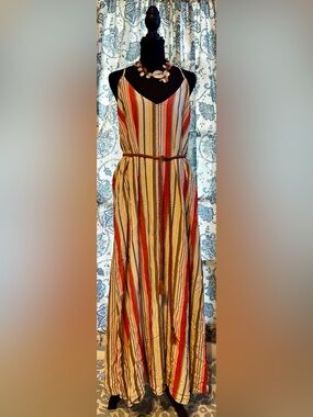 Old Navy Striped Maxi Dress in White, Coral, Yellow, Blue, Green